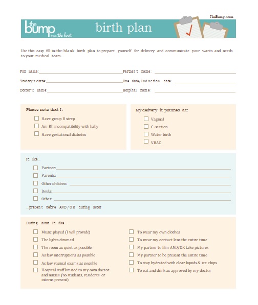 One Page Birth Plan Templates Archives - Word Excel Templates