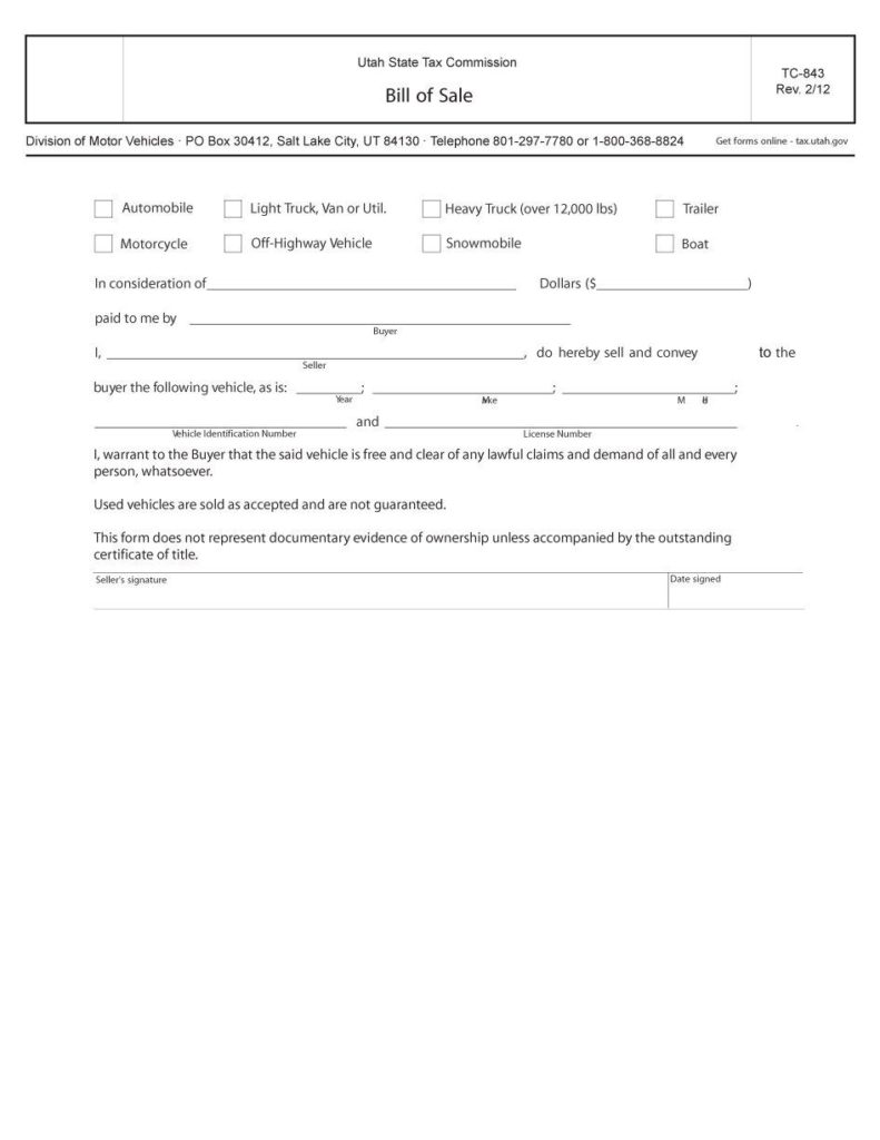 13 free bill of sale forms templates word excel templates