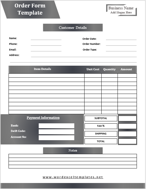 Free Order Forms Template 02....