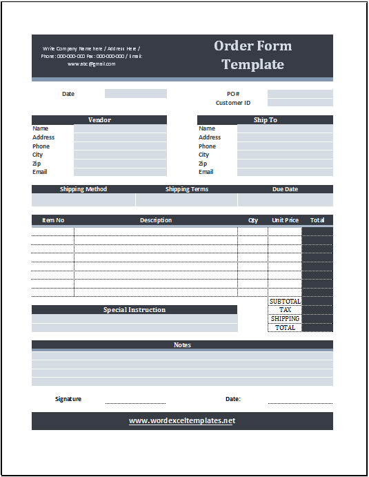 Free Order Forms Template 03...