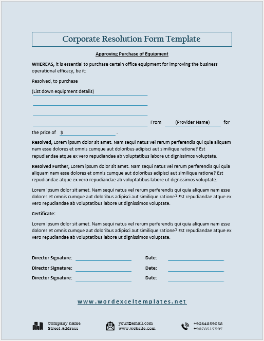 Corporate Resolution Forms Template 01,,,