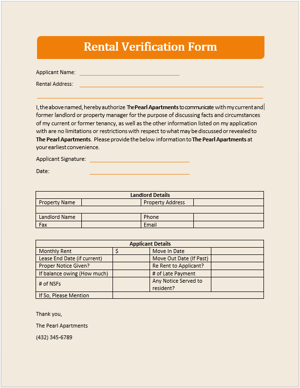 Free Rental Verification Form 02,,,
