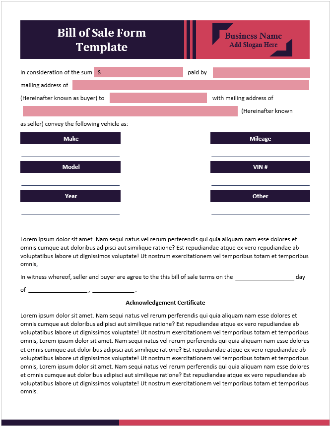 Bill of Sale Form Template 03...