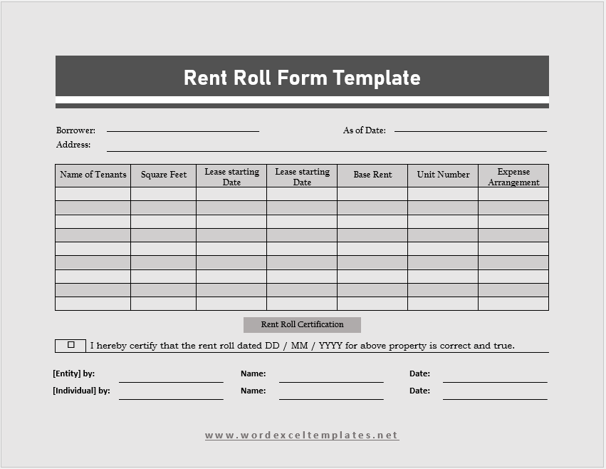Free Rent Roll Form Template 03,,,.