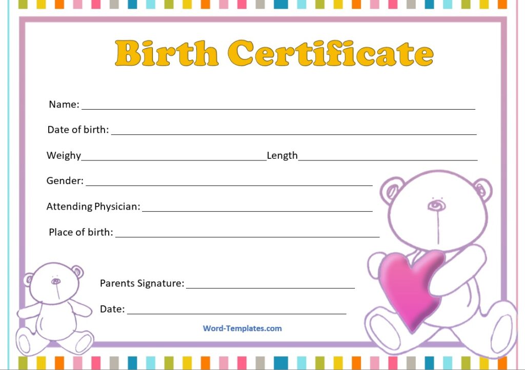Birth Certificate Template