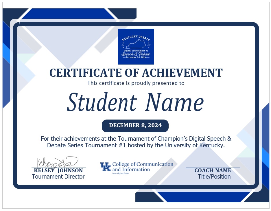 Blue Certificate of Achievement Template