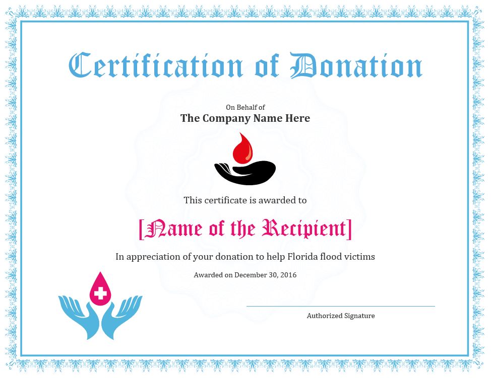 Donation Certificate Template