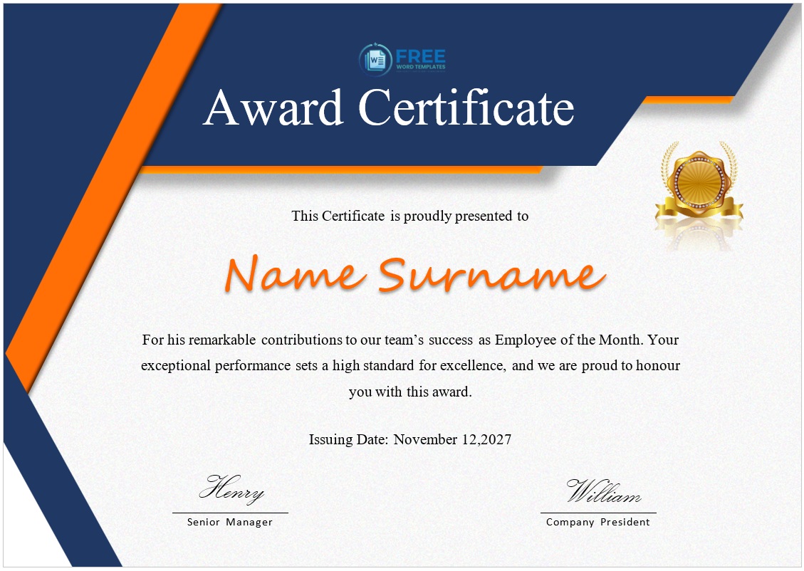 Award Certificate Template