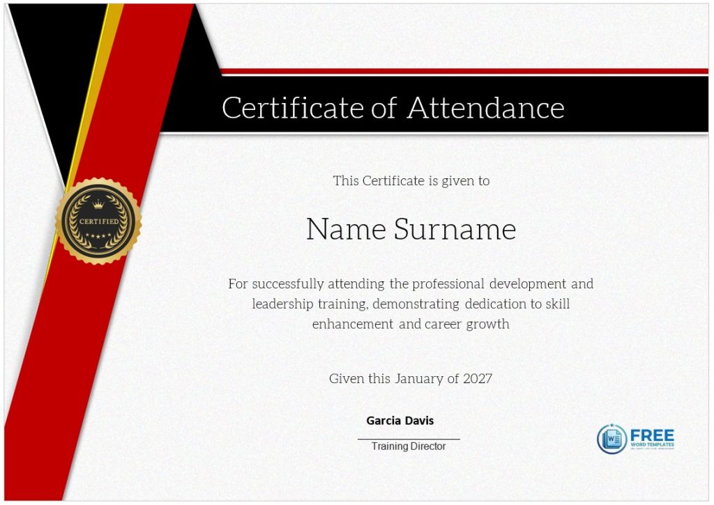 Attendance Certificate Template