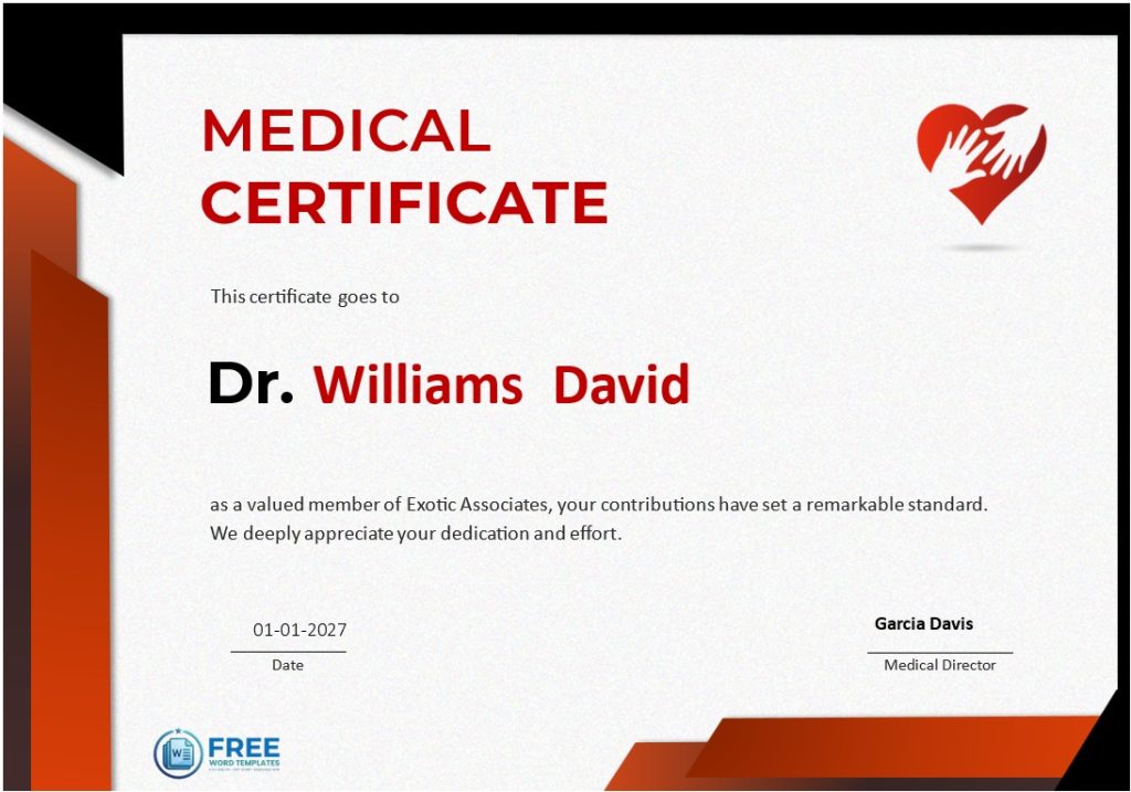 Medical Training Certificate Template
