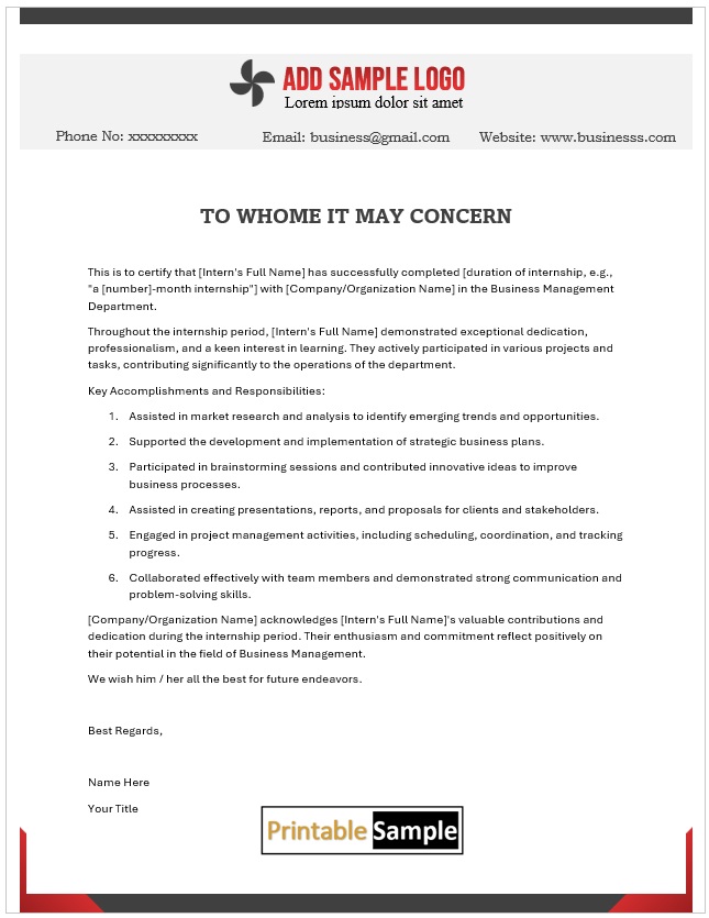 Internship Certificate Design