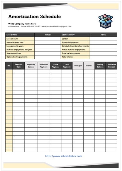 Amortization Schedule Template
