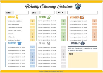 Weekly Cleaning Schedule Template
