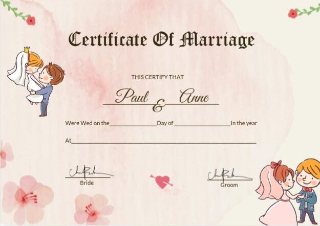 Marriage Certificate Template