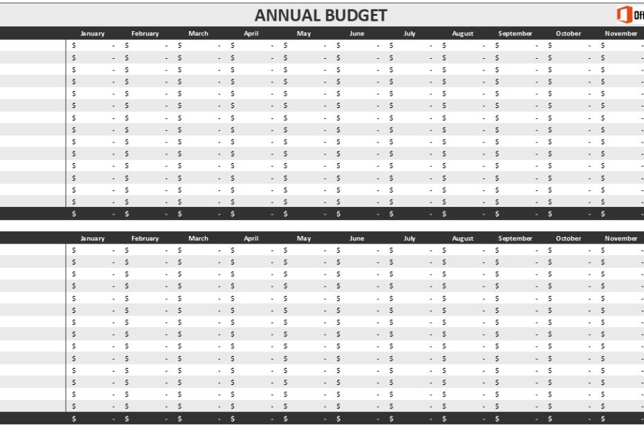 Annual Budget Sheet in MS Excel